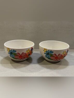 Set of 2 Royal Norfolk Colorful Daisy Cereal Bowls Spring Fling 5.5"- EUC